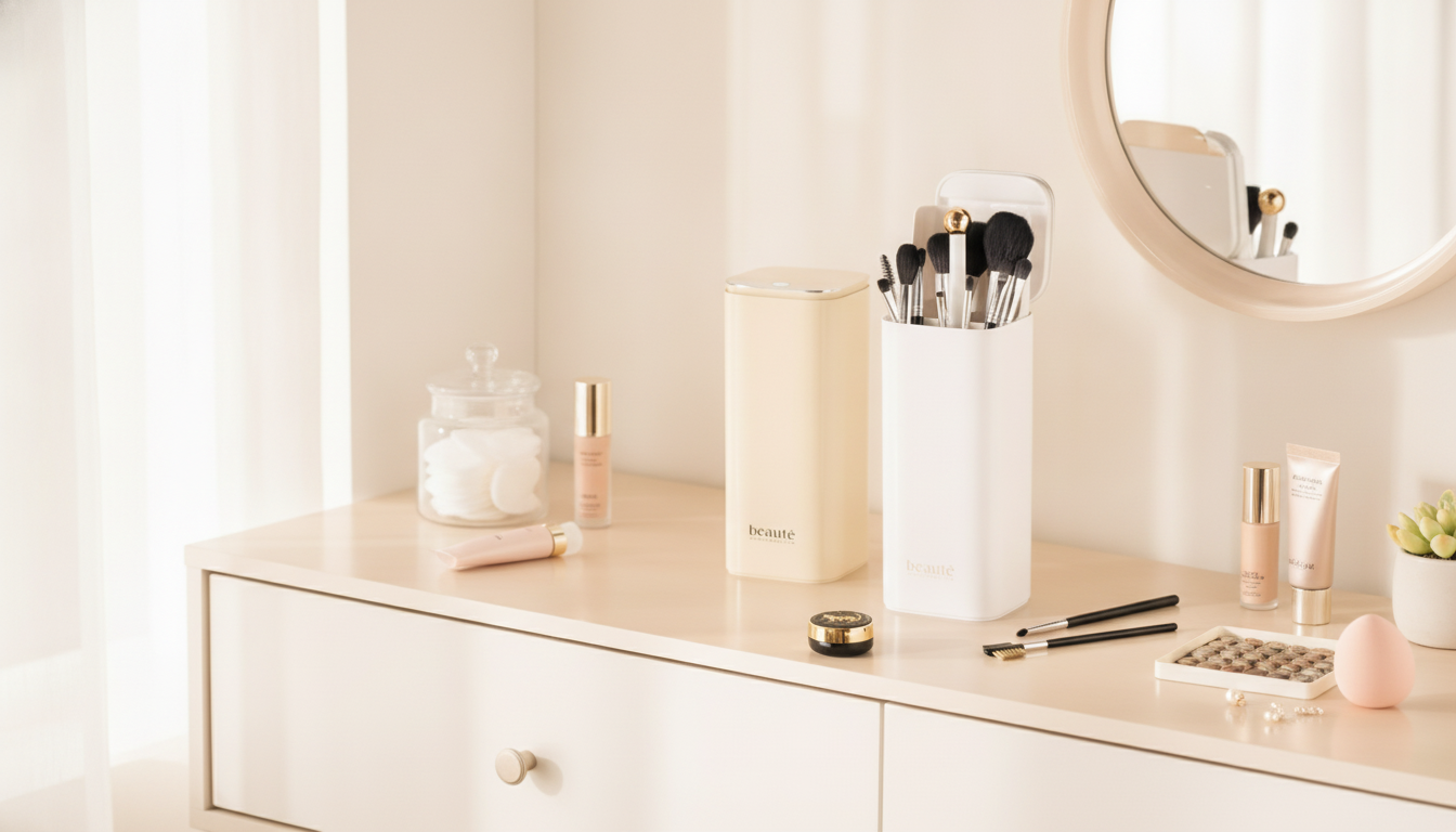 Automatic Lifting Brush Holder for Cleaner Makeup Routines