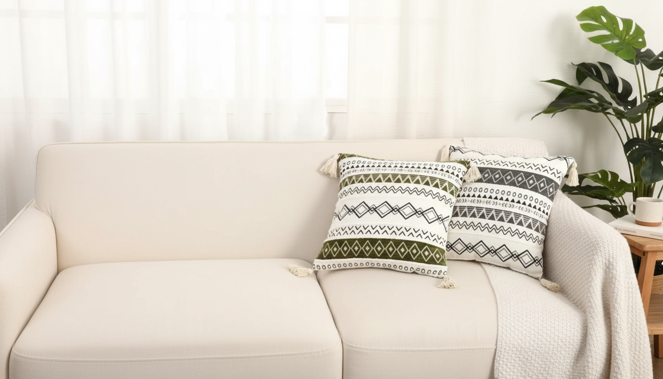 Geometric Chenille Jacquard Pillow Cover (18x18)